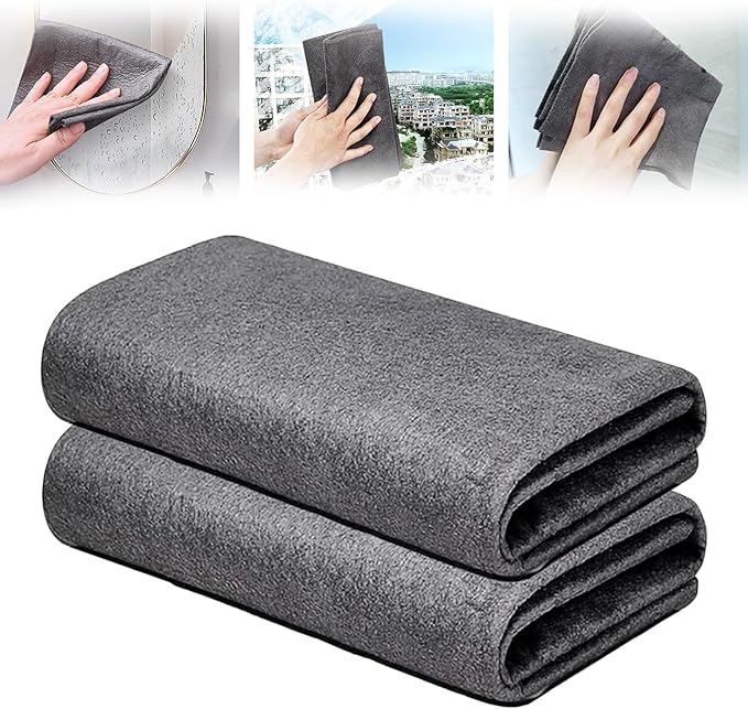 Magic Cleaning Cloths - 2pcs Reusable Glass Cleaning Rags, Super Soft Premium Streak Free Washable Cloth Dusters for Home, Kitchen, Cars, Windows