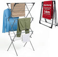 Rainberg 3 Tier Clothes Airer, Heavy Duty Foldable Clothes Drying Rack, with Non-Slip Feet for Indoor and Outdoor, Flat Foldable for Space Saving