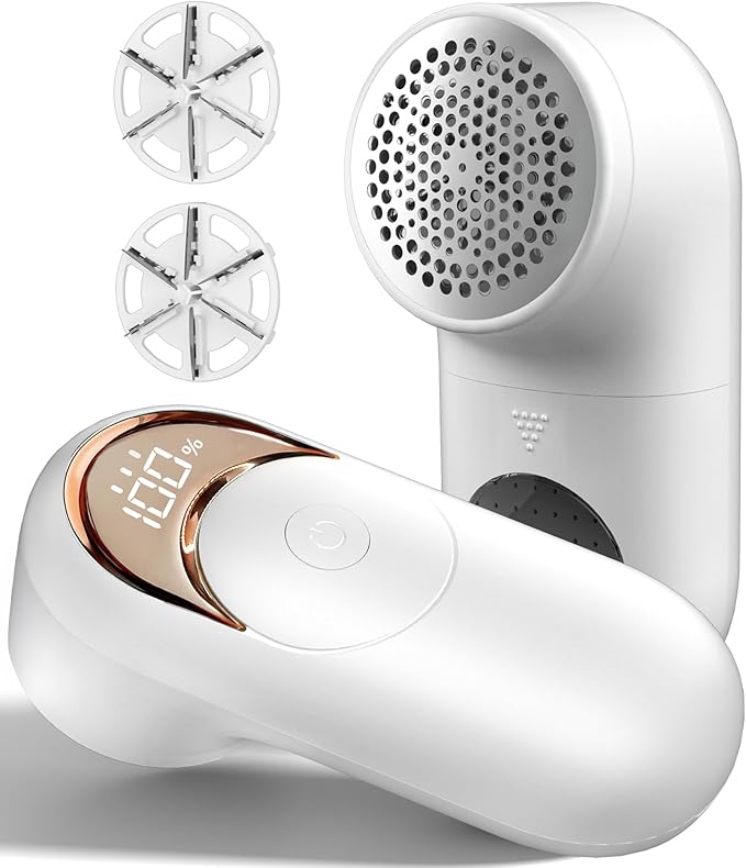 Lint Remover, Bobble Remover for Clothes, Rechargeable Debobbler with LED Display, 3 Speeds Adjustable Fabric Shaver for Clothes, Sweater and Various Fabrics, Snowy