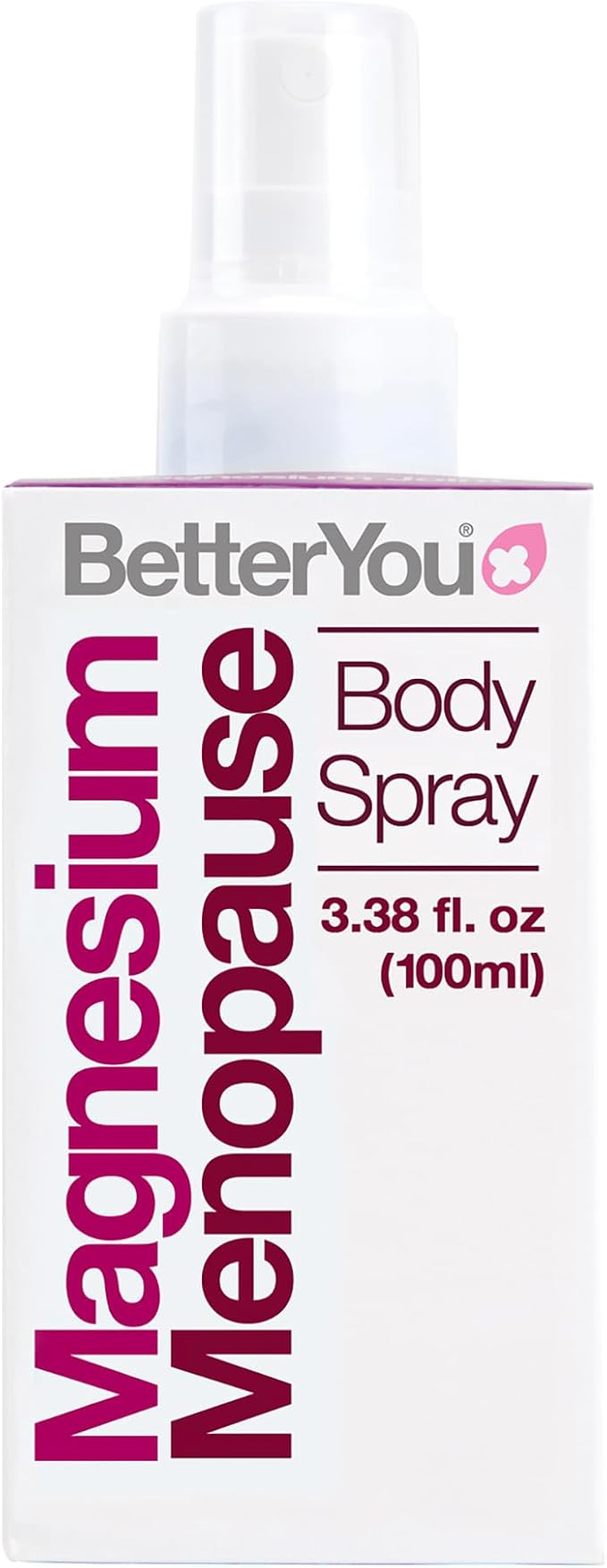 BetterYou Magnesium Menopause Body Spray, Blend of Pure Magnesium Chloride, Ylang-ylang and Clary Sage for Menopausal Symptoms, Stress Relief, and Restful Sleep, 100ml