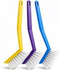 Washing Up Brushes Pack Of 3 | Removes Burnt Food & Grease Easily | Non Slip Grip, Built In Scraper & Hanging Hole | Ideal For Cleaning Dishes, Pans, Roasting Trays & Kitchen Use