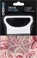 Chef Aid Onion Holder, Onion Holding tool to aid Slicing and Dicing of Oinions and other Vegetables, Can Be used as a Cutter Guide and to hold the Onion in place, With Stainless Steel Prongs