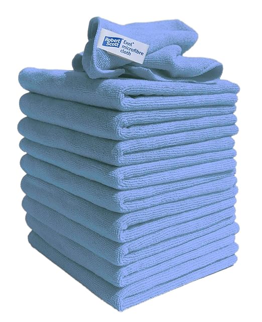 Exel Lint Free Microfibre Super Magic Cleaning Cloths For Polishing, Washing, Waxing And Dusting. Cleaning Accessories, Blue (Pack of 10)
