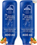 In Shower Body Moisturiser Bundle - with Moisturiser for Dry Skin 2 x 400 ml After Shower Cream for Men and Women, Water Activated Formula with 5 in 1 Complete Care