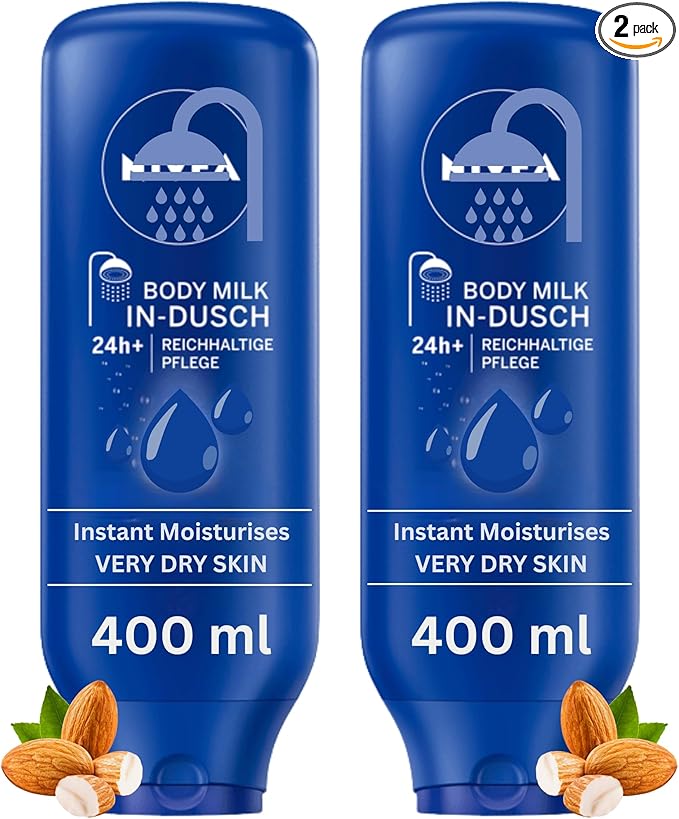 In Shower Body Moisturiser Bundle - with Moisturiser for Dry Skin 2 x 400 ml After Shower Cream for Men and Women, Water Activated Formula with 5 in 1 Complete Care