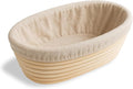 Bread Proofing Basket, Natural Rattan Sourdough, 10" banneton basket Oval with Linen Cloth for professional Home Bakers
