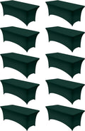 Utopia Kitchen Spandex Tablecloth 10 Pack [6FT, Hunter Green] Tight, Fitted, Washable and Wrinkle Resistant Stretch Rectangular Patio Table Cover for Event, Wedding, Banquet & Parties[183Lx76Wx76H]cm