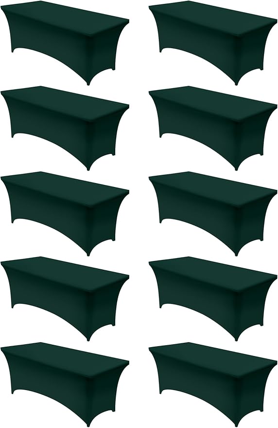 Utopia Kitchen Spandex Tablecloth 10 Pack [6FT, Hunter Green] Tight, Fitted, Washable and Wrinkle Resistant Stretch Rectangular Patio Table Cover for Event, Wedding, Banquet & Parties[183Lx76Wx76H]cm
