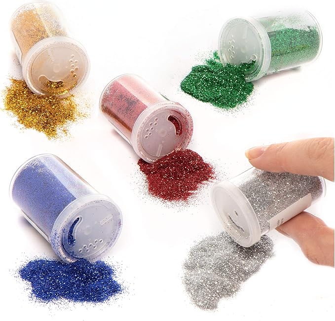 Baker Ross Glitter Shakers - Pack of 5, Craft Essentials for Arts and Crafts (AR716)