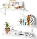 Love-KANKEI Floating Shelves Wall Mounted - Rustic Wood Wall Shelves Set of 3 for Bedroom Living Room Bathroom Kitchen (Rustic white)