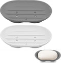 2-Pack Silicone Soap Dish Holder -Flexible Soap Box Self-Draining, Anti-Slip Soap Tray for Shower, Bathroom & Kitchen Countertop or Shelf, Easy to Clean
