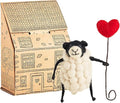 Sew Heart Felt | Sheply Sheep with Heart Balloon | Handmade Valentines Gifts for Her or Him | Hand-Felted Wool Sheep Ornament | Romantic Couple Valentines Decorations