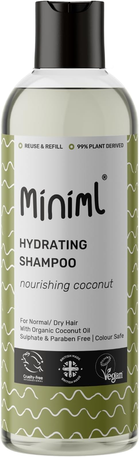 Miniml Natural Coconut Hair Shampoo- Hydrating & Nourishing, For Normal to Dry Hair, Suitable for Sensitive Scalp & Skin, Sulphate Free, Vegan & Cruelty Free, 500ml Forever Bottle