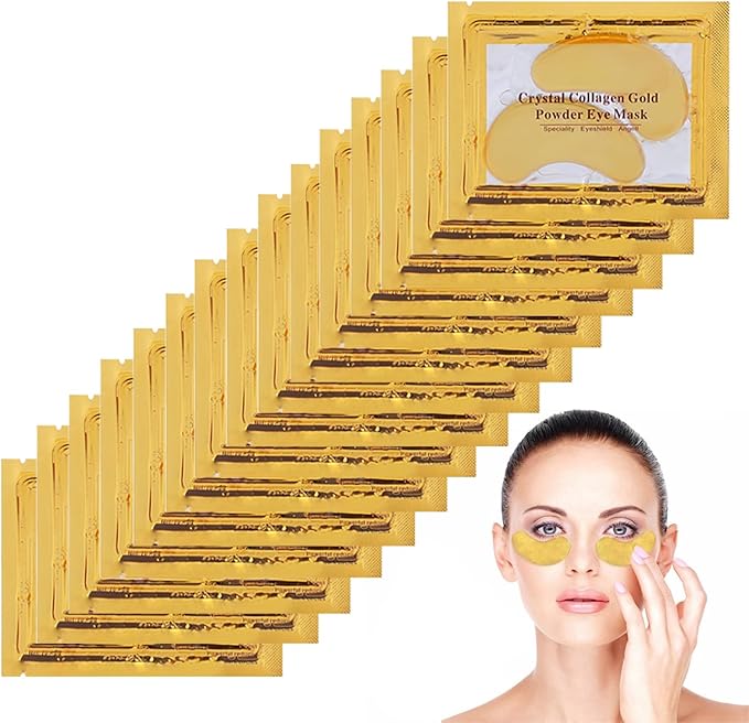 14 Pair Crystal Collagen 24K Gold Powder Gel Eye Mask Sheet, Anti Aging, Under Eye Patches, Dark Circles & Puffiness, Skincare, Anti Wrinkle