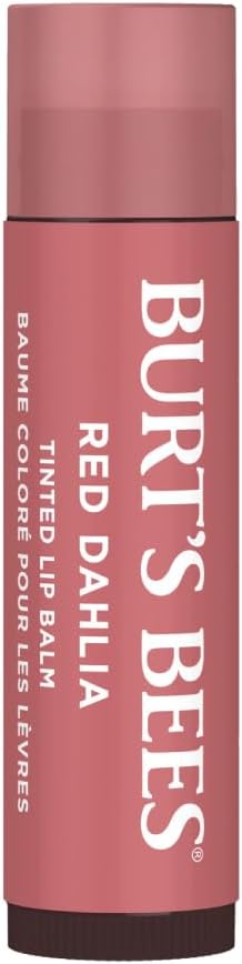 Burt's Bees Tinted Lip Balm Red Dahlia, Moisturising Lip Tint With Shea Butter, 100% Natural Origin, 4.25g