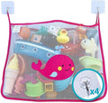 Baby Bath Toy Bag for Bath Toys Large Organiser Bathroom Storage Net with 4 Waterproof Self Adhesive Hooks (Pink)