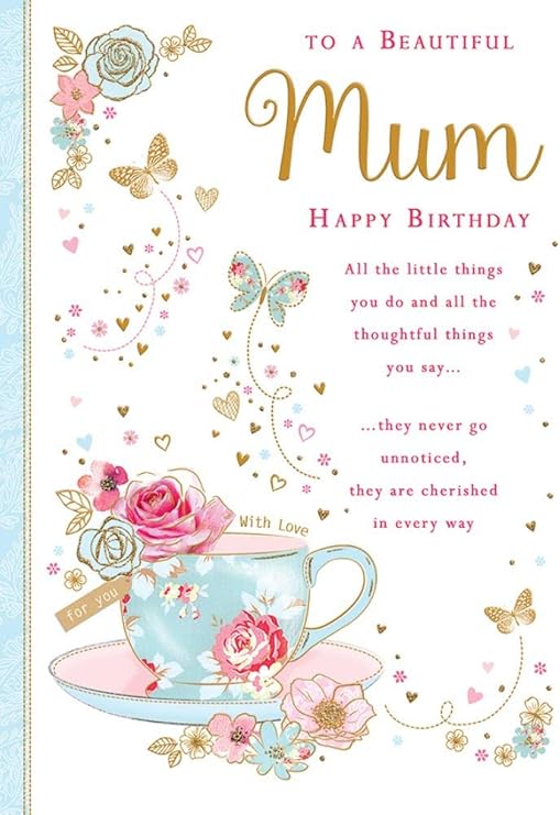 Piccadilly Greetings Traditional Birthday Card Mum - 10 x 7 inches