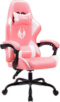 T-THREE.Ergonomic high-back gaming, computer, office, study, swivel, and racing-style chair with adjustable lumbar and headrest support, 150kg weight capacity, ideal for home office(Pink)