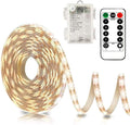 3m Battery LED Strip Lights with Remote Control, 90 LED Lights Strip Waterproof, 8 Modes, Dimmable, Timer, Self-Adhesive, Cuttable for Bedroom Mirror Kitchen Cabinet Patio Decor (Warm White)[Energy Class A]