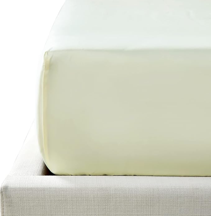 NTBAY 500 Thread Count 100% Egyptian Cotton Double Fitted Sheet, Super Soft Cozy and Breathable Deep 12" / 31cm Fitted Bed Sheet, Ivory