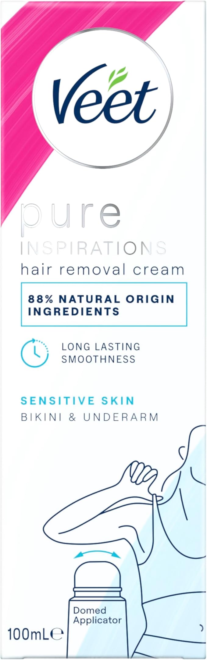 Veet Bikini and Underarm Hair Removal Cream, 100ml