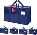 Moving Bags 93 L, 4-Pack Storage Bags with Zipper & Handles, Heavy Duty Large Moving Boxes, Moving Totes, Blue Packing Bags for Travel Duffle College Dorm or Christmas Tree