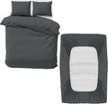 MOONLIGHT20015 Double Bedding Set 4 Piece Duvet Cover Fitted Sheet with Pillow cases Soft Brushed Microfiber Duvet Cover sets Charcoal
