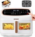 Duronic XXL Digital Air Fryer AF14 WE 10L Family Size Air Fryers Double Drawer 10in1 Dual Zone Extra Large AirFryer with window for Cooking with Dishwasher Safe Non-Stick Basket White