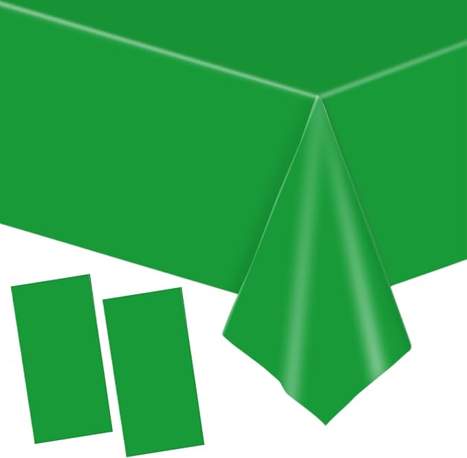 137x274cm Green Plastic Table Cloth Table Cover,2pcs Green Party Table Cloths Tablecover Table Decorations,Tablecloth Party for Kids Adults Birthday Picnic,Dining,St. Patrick's Day,Christamas Parties