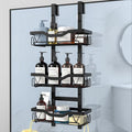 Hanging Shower Caddy, Over Door Shower Shelf 3 Layers, Bathroom Shelves No Drilling (Black - 3 layers)