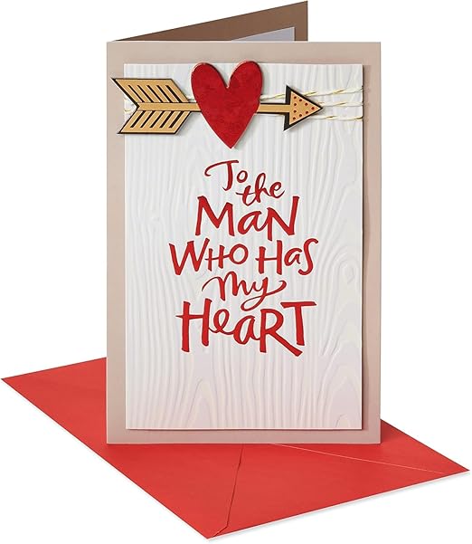 Valentines Day Gifts for Him, Valentines Day Card for Boyfriend, 'To the Man Who Has My Heart' Romantic Card Gifts for Husband, Love Card