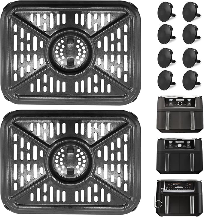 Air Fryer Grill Pan for Ninja Foodi AF400UK 9.5L 6 in 1 DualZone 2 Drawers Air Fryer, Replacement Air Fryer Crisper Plate Grill Plate Tray Accessories, Dishwasher Safe
