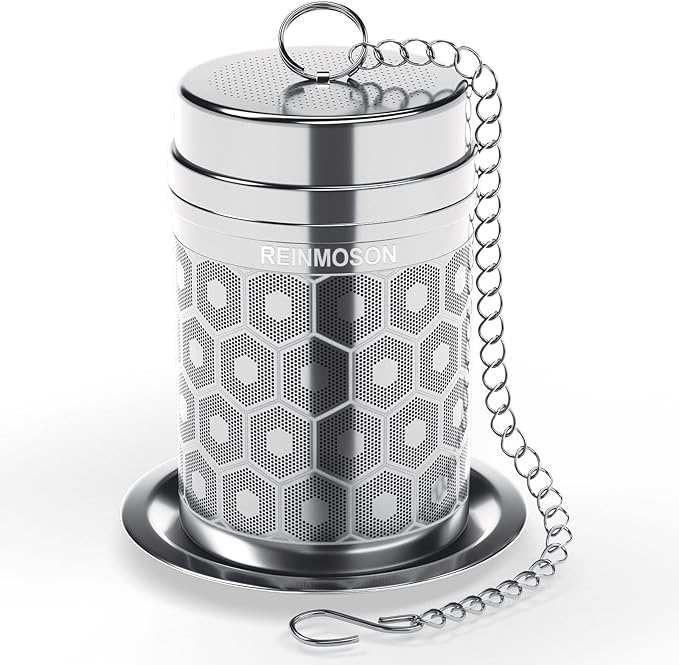 Reinmoson 304 Stainless Steel Tea Strainer for Loose Tea, Extra Fine Mesh Tea Infuser 1.5” x 2.2” Tea Diffusers for Loose Tea Black Tea, Rooibos, etc