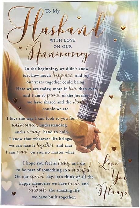 to My Husband Couple Holding Hands Sentiments Anniversary Card Lovely Verse