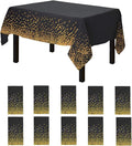 10 Packs of Black and Gold Party Tablecloths, Disposable Tablecloths Table Covers, Table Decoration for Party, 274x137cm (BLACK GOLD-10 PACKS)