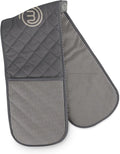 MasterChef Oven Gloves Heat Resistant, Double Oven Gloves Made from Cotton with Official Show Logo & Hanging Loop, Attached Oven Mitts, Machine Washable, Heat Proof Pot Holders for the Kitchen, Earth