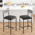 Bar Stools Set of 2, Upholstered Counter Height Bar Stool with Backrest and Footrest, Kitchen Barstools for Kitchen Island, Dining Room, Easy Assembly