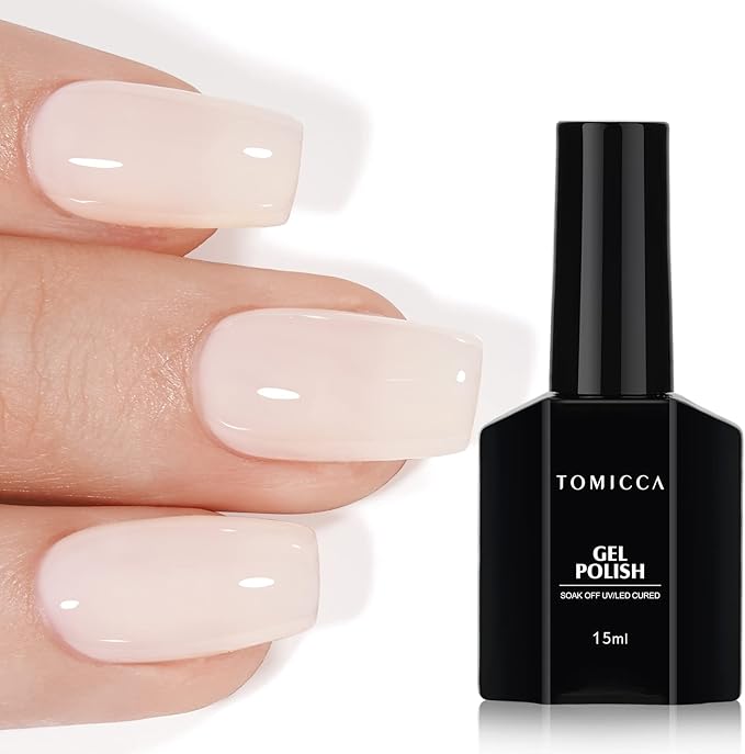 TOMICCA Gel Nail Polish in Rice White (15ml) - Soak Off UV Gel, Long Lasting & Natural Looking, for Manicure & Nail Art DIY at Home