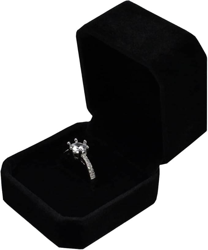 Ring Box Velvet Jewellery Gift Boxes Earring Storage Case Organizer, Black (RRB-JZ1)
