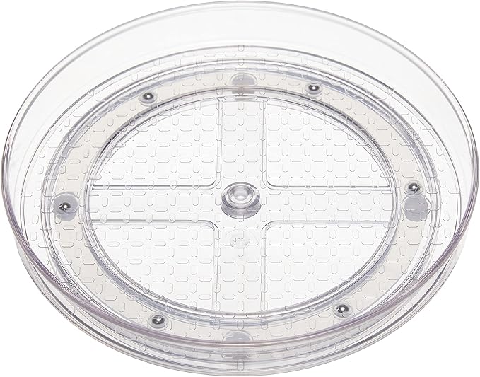 Amazon Basics Clear Lazy Susan Turntable Organiser, 22.9 cm, 2-Pack