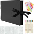 Scrapbook Photo Album Large: Scrap book 80 Black Pages DIY Gift Scrapbooking Kits with Accessories Memory Books Guestbooks for Adults Baby Girl