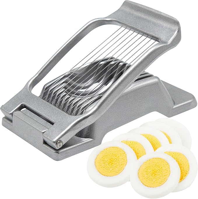 Egg Slicer, Heavy Duty Metal Egg Slicer Cutter for Boiled Eggs Dishwasher Safe, Manual Eggs Slicer Cutting Wire Made of Stainless Steel for Kitchen