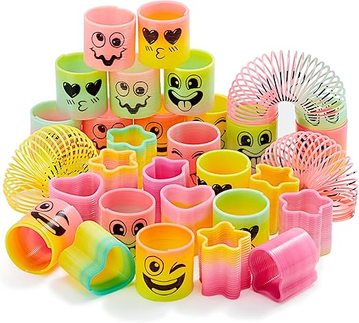 JOYIN 30 Pcs Spring Rainbow Party Bag Fillers for Kids, Mini Fidget Toys for Kids Toy, Stress Coil Mini Springs Bulk Toys for Carnival Prize Birthday Pinata Party Favours, Goodie Bag Stuffers