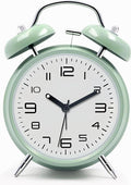 Loud Alarm Clock for Heavy Sleepers with No Ticking, Double Bell Alarm Clock, Battery Operated, Metal Alarm Clock with Night Light for Bedroom, Retro Analogue Alarm Clock for Girls, Children