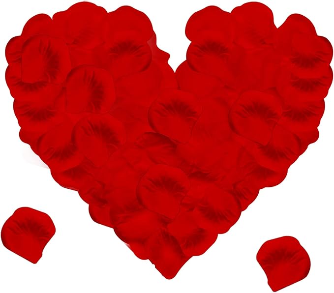 Jsdoin 1200 Pieces Silk Rose Petals, Artificial Red Rose Flowers No-Taste Fade Emulation Rose Petals for Romantic Scenes Wedding Anniversary, Confession Decoration,Birthday (Red)