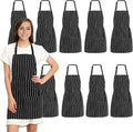 10 Pack Stripe Unisex Apron, Adjustable Chef Apron, Black Kitchen Cooking Apron with Pockets for Women, Cooking, Restaurant, Home, Barbecue