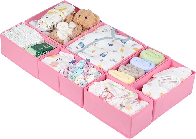 Drawer Organizer Clothes-Dresser Organizer for Nursery-Compatible Baby Clothes Organizer and Storage & General Nursery Organization or Dresser Drawer Organizer Foldable Bins Rosa