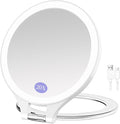 FUNTOUCH Rechargeable Makeup Mirror with Lighting, 1X/20X Magnification, 3 Colour Lighting, Dimmable Touch Screen, Foldable Portable Travel Makeup Mirrors