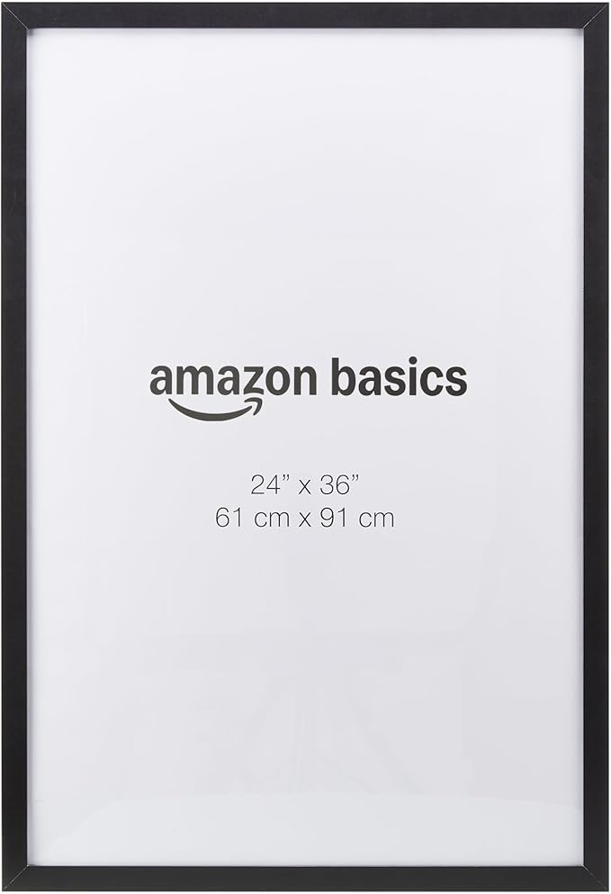 Amazon Basics Rectangular Wooden Poster/Picture Frame, 61 cm x 91 cm, Black