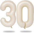 Beige Number 30 Balloons, 40 Inch Large Cream Foil Number 3 & 0 Balloons for Women, Self Inflating 30th Birthday Balloons for 30 Year Old Men Anniversary Birthday Party Decorations Supplies